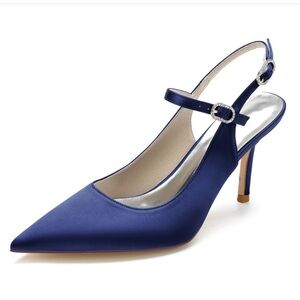 Satin Slingback pumps NIB - Navy sz 38